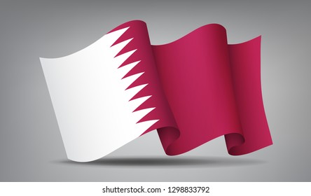 Qatar waving flag icon isolated, official symbol of country, burgundy and white, vector illustration