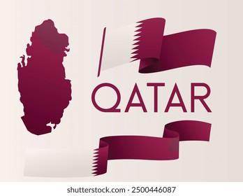 Qatar waving flag and Silhouette of the City, Modern