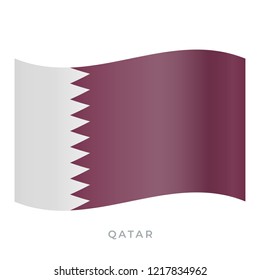 Qatar waving flag vector icon. National symbol of Qatar. Vector illustration isolated on white.