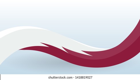 Qatar Waving National flag. Modern unusual shape. Design template for decoration of flyer and card, poster, banner and logo. Isolated vector illustration.