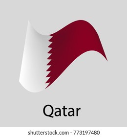 Qatar wavy flags. Icon on a gray background. Vector illustration