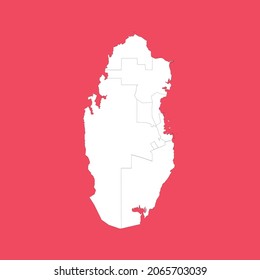 qatar white map with black detail isolated red background 