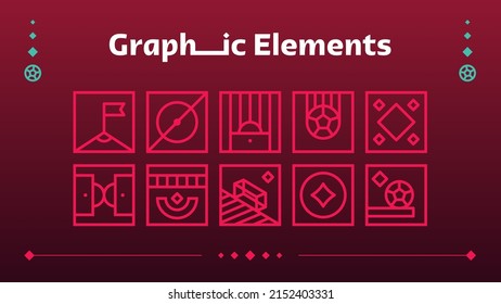 Qatar world Football 2022 or Soccer Championship design elements vector set. official color background. Vectors, Banners, Posters, Social Media kit, templates, scoreboard