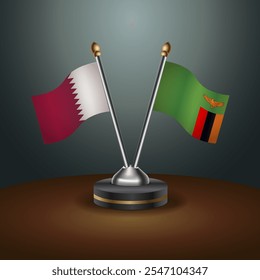 La tabla de Qatar y Zambia marca la relación con el fondo del gradiente. Ilustración vectorial