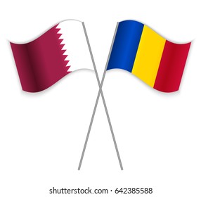 Qatari and Chadian crossed flags. Qatar combined with Chad isolated on white. Language learning, international business or travel concept.