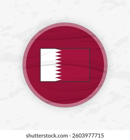 Qatari Flag in a Circular Emblem Design, Abstract Round Sticker Illustration. This high-quality vector graphic is perfect for use in patriotic designs, international events, sport competitions.
