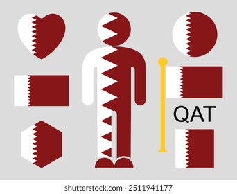 Qatari flag. Isolated Qatari flag on white background