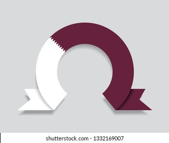 Qatari flag rounded ribbon abstract background. Vector illustration.