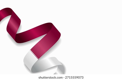 La bandera qatarí estilizó una cinta ondulada, que simboliza el orgullo nacional, la celebración o la identidad cultural. Ilustración vectorial.