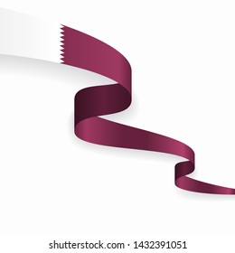 Qatari flag wavy abstract background. Vector illustration.