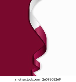 Qatari flag wavy abstract background layout. Vector illustration.
