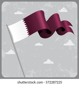 Qatari flag wavy abstract background. Vector illustration.