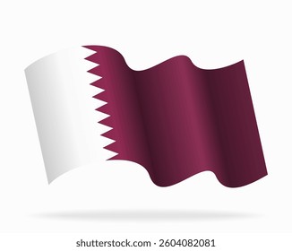 Qatari flag wavy background layout. Vector illustration.