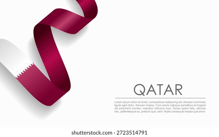 Qatari flag wavy ribbon, symbolizing national pride, ideal for patriotic or cultural design themes. Vector illustration.