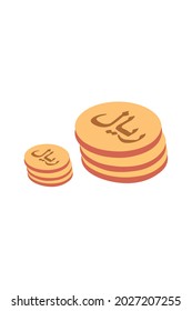 
Qatari Riyal Qatar Currency Coin Symbol Vector Design Illustration