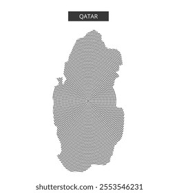 Qatar's outline is represented through a dotted pattern against a textured backdrop, highlighting its geographical shape creatively.