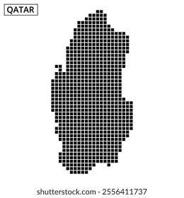 Qatar's outline is represented through a dotted pattern against a textured backdrop, highlighting its geographical shape creatively.