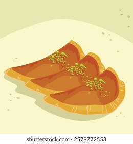 qatayef, Traditional dessert for Ramadan. Vector illustration.