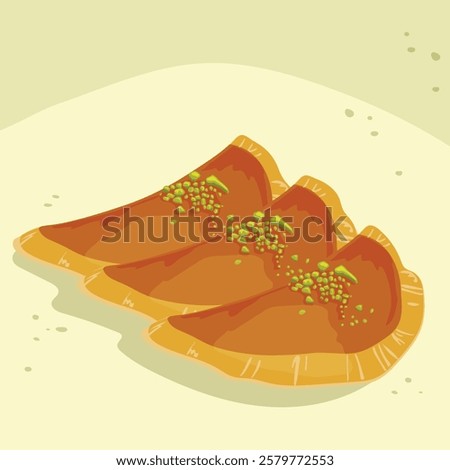qatayef, Traditional dessert for Ramadan. Vector illustration.