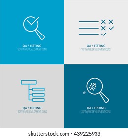 QA-Testing for Software Development process web icon set for agile and scrum IT teams