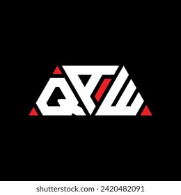 QAW triangle letter logo design with triangle shape. QAW triangle logo design monogram. QAW triangle vector logo template with red color. QAW triangular logo Simple, Elegant, and Luxurious design.