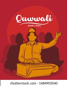 Qawwali devotional music of Sufi Islamic vector illustration.