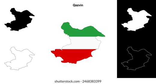 Qazvin province outline map set