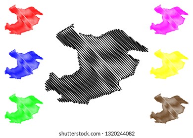 Qazvin Province (Provinces of Iran, Islamic Republic of Iran, Persia) map vector illustration, scribble sketch Qazvin map
