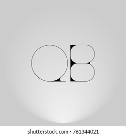 QB Black thin minimalist LOGO Design with Highlight on Gray background.