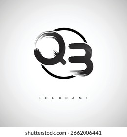QB Pinselstrich-Logo - Modernes künstlerisches Symbol mit Tintenstruktur für kreatives Branding und visuelles Identitätsdesign