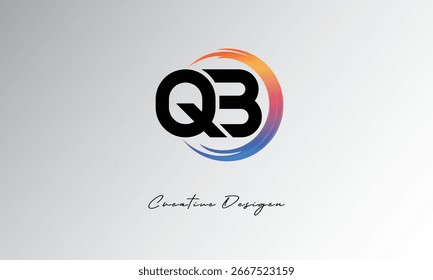 Logotipo de letra creativa QB con círculo de degradado