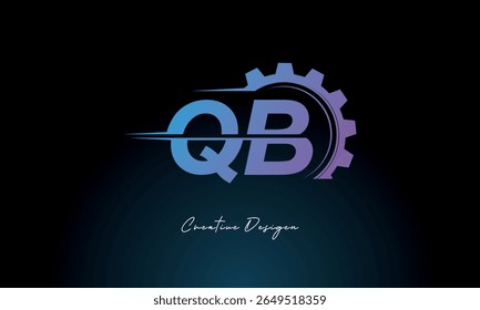 QB Gear Fusion Logo – Industrial Tech-Inspired Letter mark Futuristic Industrial Letter Mark Design for Technology and Engineering Brands.