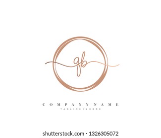QB initial handwriting logo template vector