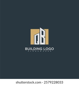 QB initial letter building logo for real estate with square design