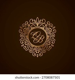QB initial letter luxury monogram logo, elegant ornamen jewelry, emblem of love shape heart