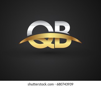 QB initial logo company name colored gold and silver swoosh design. vector logo for business and company identity.
