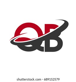 QB initial logo company name colored red and black swoosh design, isolated on white background. vector logo for business and company identity.