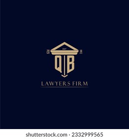 Logotipo inicial de la firma de ley de monograma QB con diseño de hitos