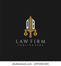 QB initial monogram for lawfirm logo with sword and scale
