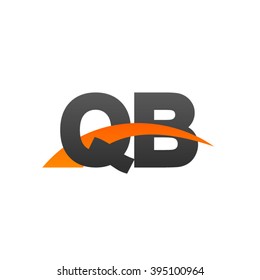 QB initial overlapping swoosh letter logo black orange