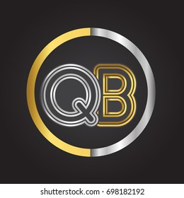 QB Letter logo in a circle. gold and silver colored. Vector design template elements for your business or company identity.