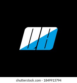 QB letter logo design on black background. QB creative initials letter logo concept. QB icon design. QB white and blue letter icon design on black background. Q B	
