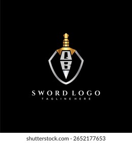 Letra QB monograma de luxo para escudo e espada estilo imagem