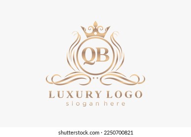 QB Letter Royal Luxury Logo template in vector art for Restaurant, Royalty, Boutique, Cafe, Hotel, Heraldic, Jewelry, Fashion and other vector illustration.