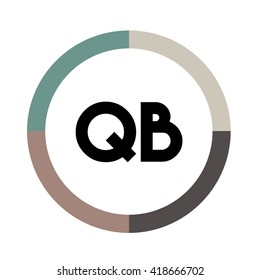 QB letters, four colors in abstract background logo, design identity in circle, alphabet letter
