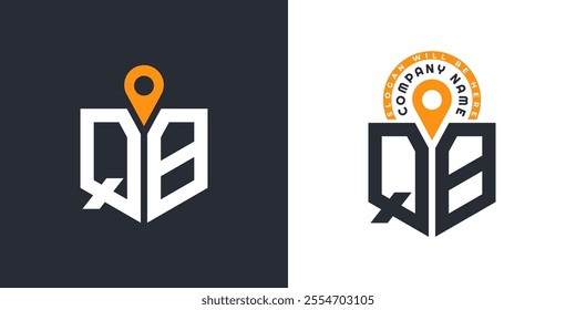 QB Location Logo Bundle. Letter QB Logo Dual Vector Icons for Recruitment and Navigation