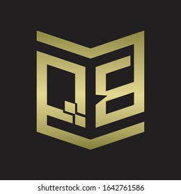 QB Logo Emblem Monogram With Shield Style Design Template Isolated. Gold colors
