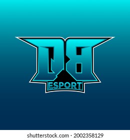 QB Logo ESport Gaming Initial with Blue Light Color design vector template