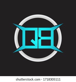 Monograma de logotipo QB con plantilla de diseño de forma circular y de cuatro ejes
