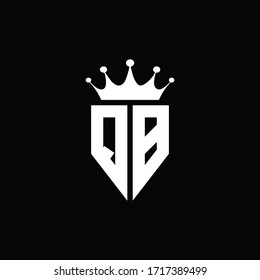 Estilo de emblema monograma del logotipo QB con plantilla de diseño de formas de la corona